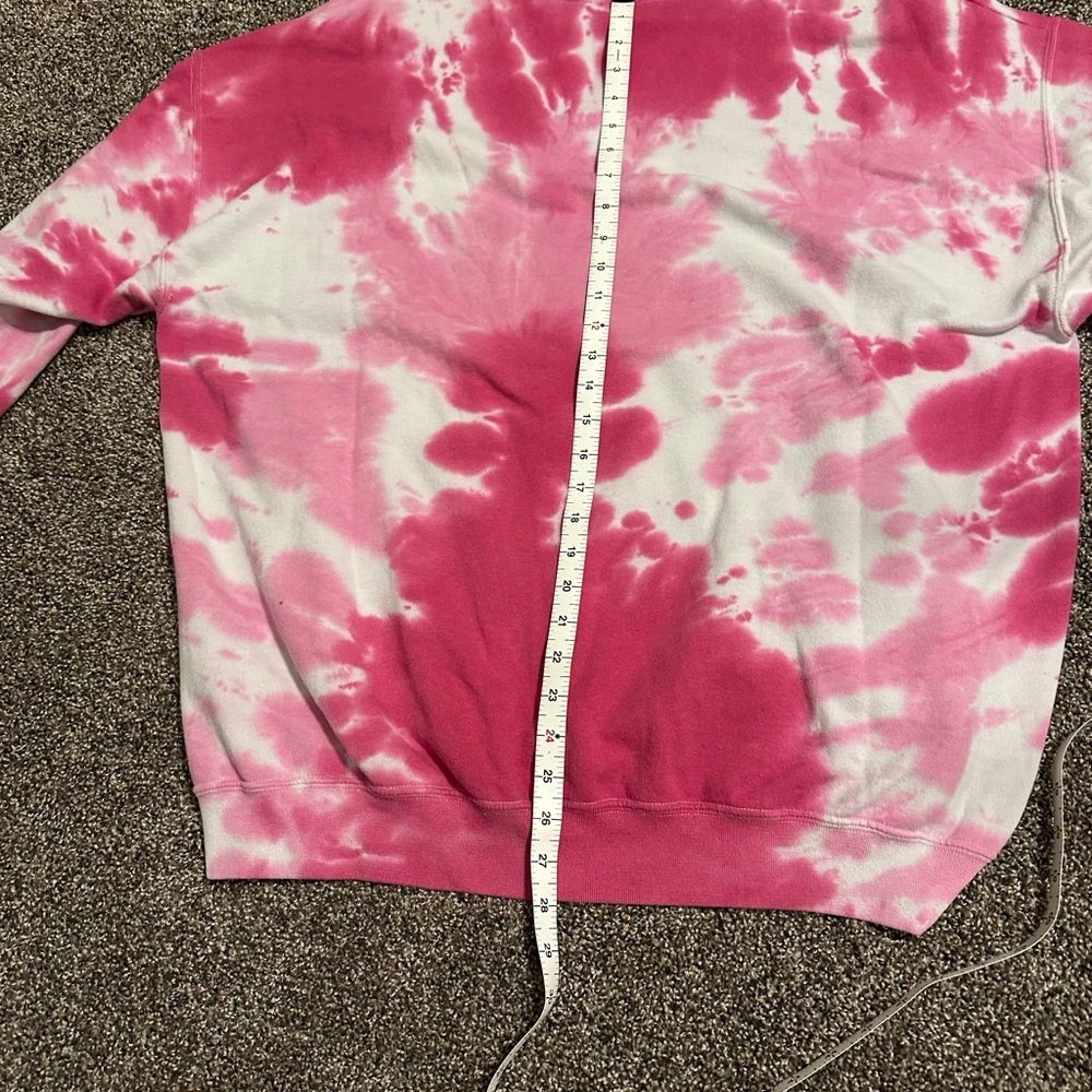 Hand Crafted Pink and White Heart Tie-Dye Sweatshirt - Picture 5 of 5